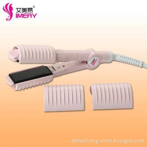 Hair curler iron with ceramic coating plates